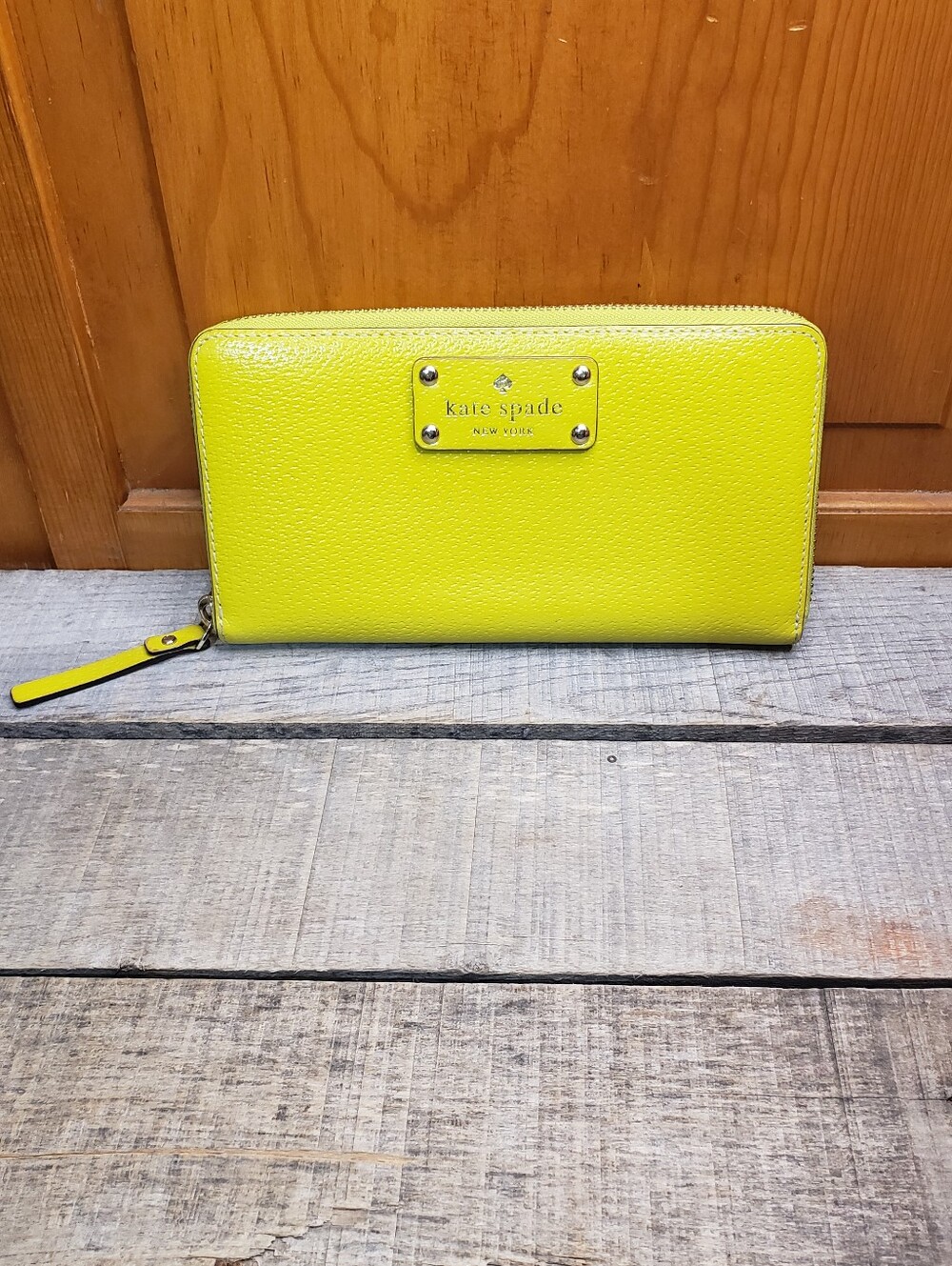 KATE SPADE New York Bright Greenish-Yellow Coated Leather Wallet
